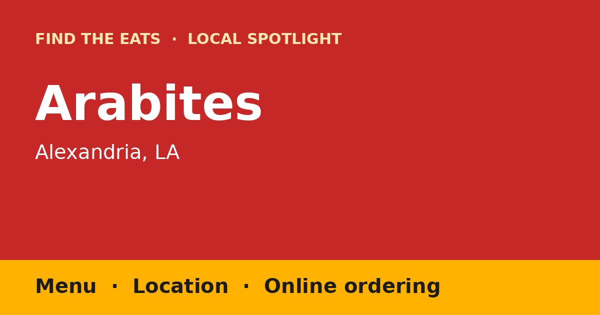 Find The Eats local spotlight title card for Arabites in Alexandria, LA